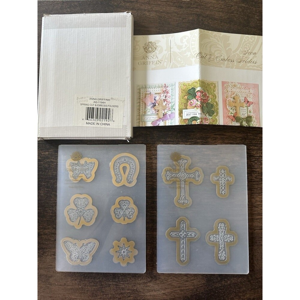 Anna Griffin Spring Cut Emboss Folders AG1194 Butterfly Crosses Horseshoe Clover